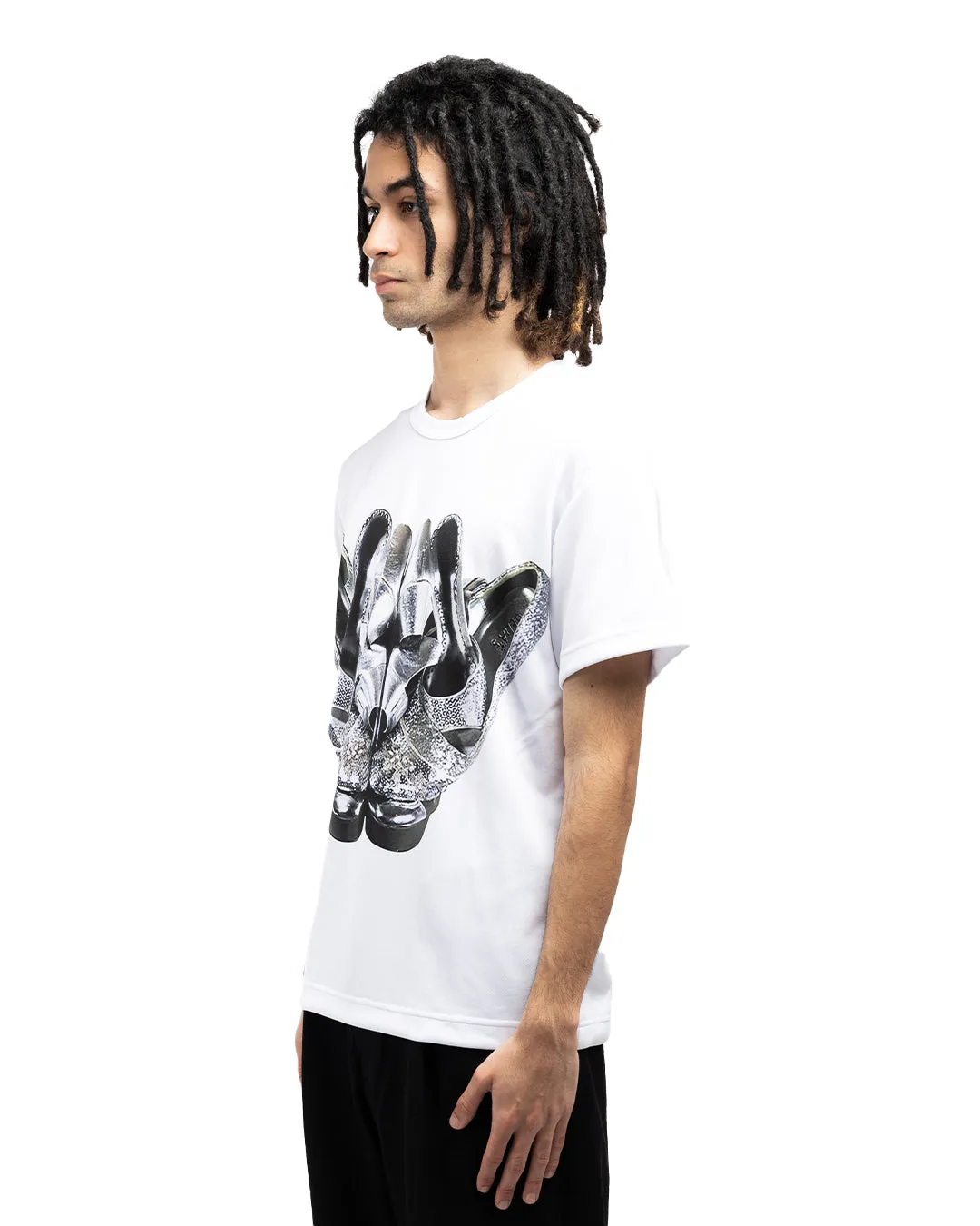 CDG Homme Plus PHT018-051 Graphic Print Shoe Tee White