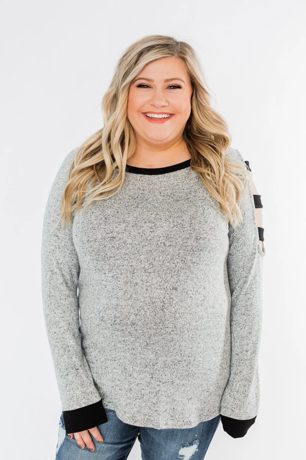 Chasing Dreams Cold Shoulder Top- Heather Grey