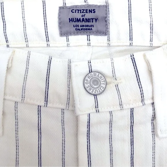 Citizens of Humanity White Pinstripe Rocket Stretch High Rise Skinny Jeans Women