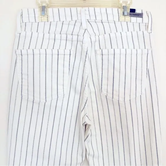 Citizens of Humanity White Pinstripe Rocket Stretch High Rise Skinny Jeans Women