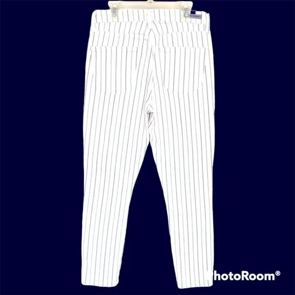 Citizens of Humanity White Pinstripe Rocket Stretch High Rise Skinny Jeans Women