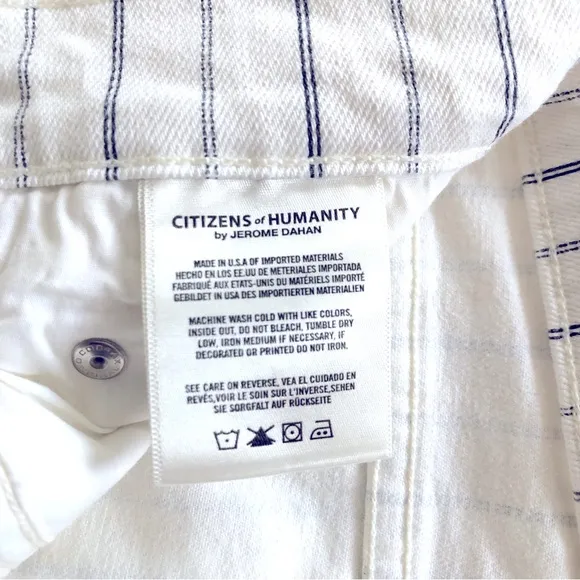 Citizens of Humanity White Pinstripe Rocket Stretch High Rise Skinny Jeans Women