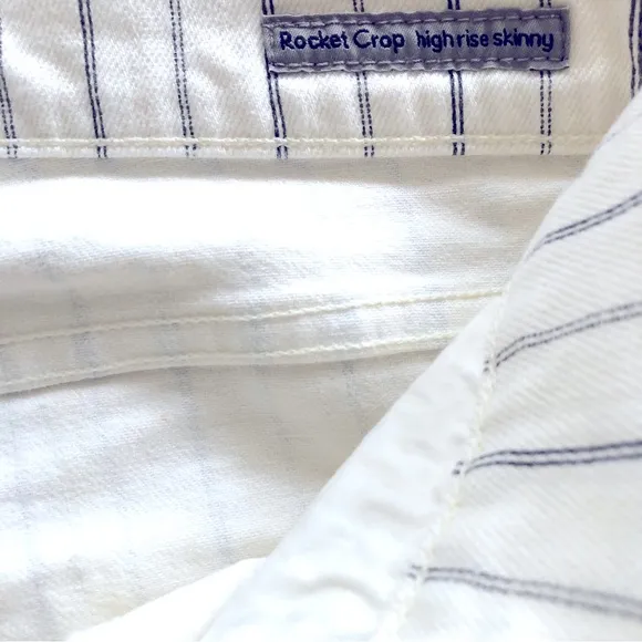 Citizens of Humanity White Pinstripe Rocket Stretch High Rise Skinny Jeans Women