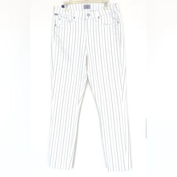 Citizens of Humanity White Pinstripe Rocket Stretch High Rise Skinny Jeans Women
