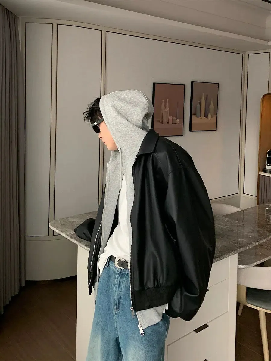 Classic-fit Leather Bomber Jacket