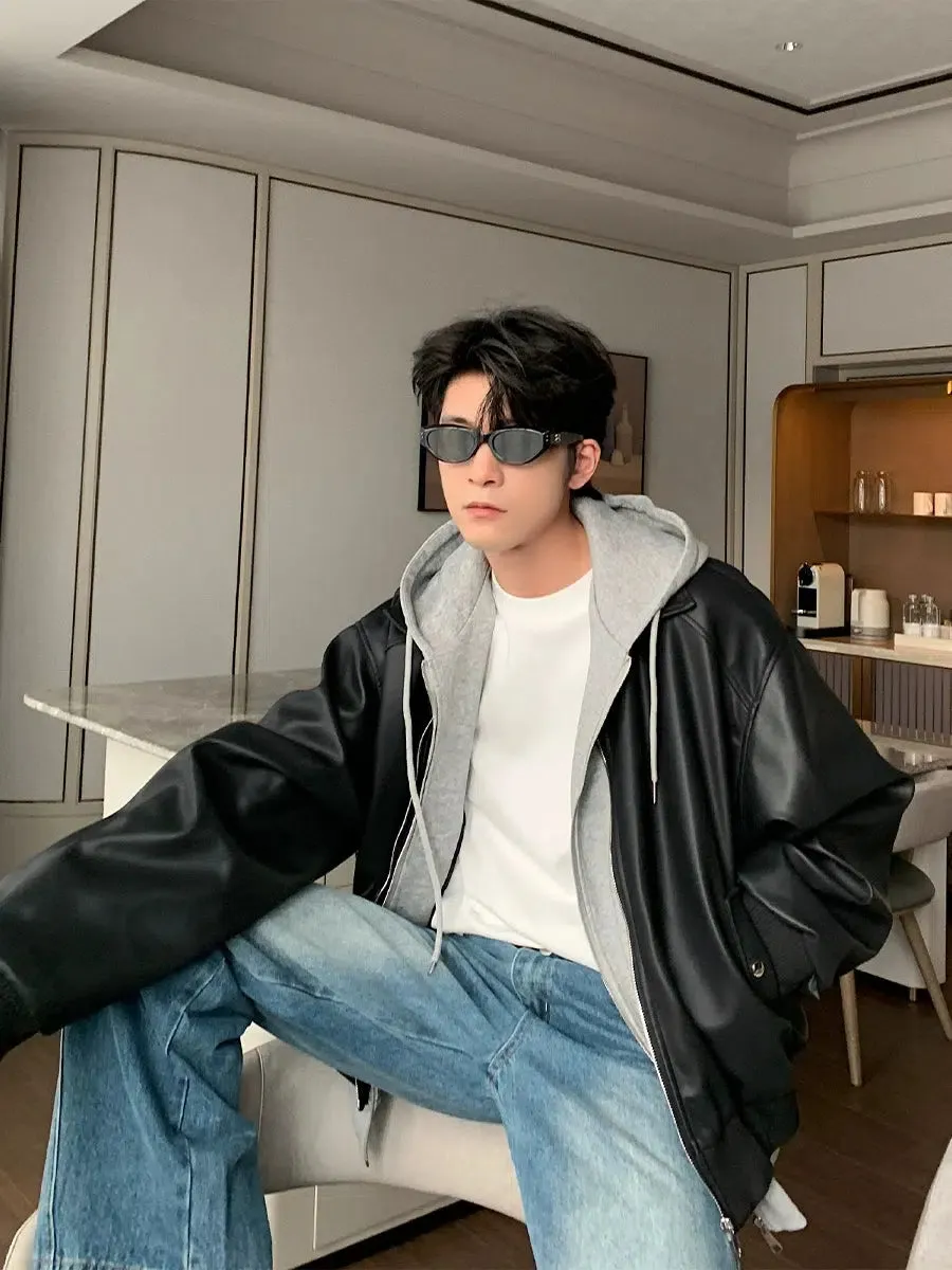 Classic-fit Leather Bomber Jacket