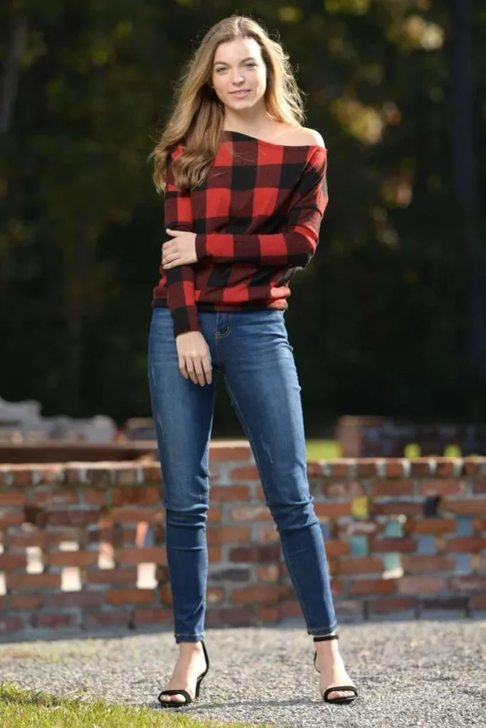 Comfort To Touch Plaid Sweater - Red