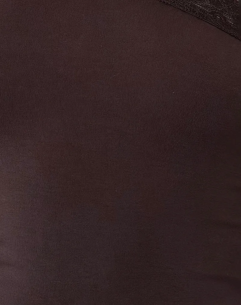 Cordia One Shoulder Top in Bitter Chocolate