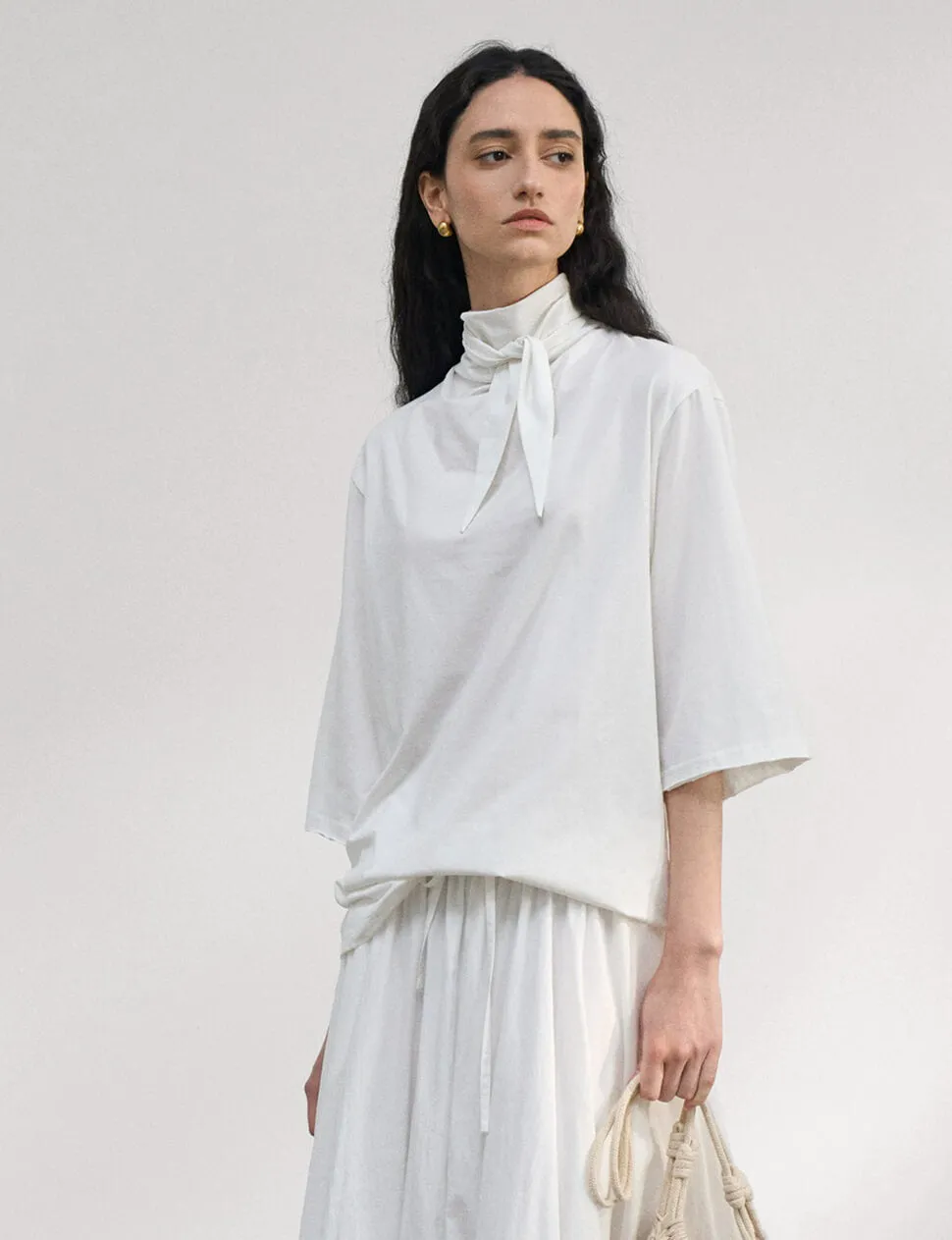 Cotton Neck-Tie Tee