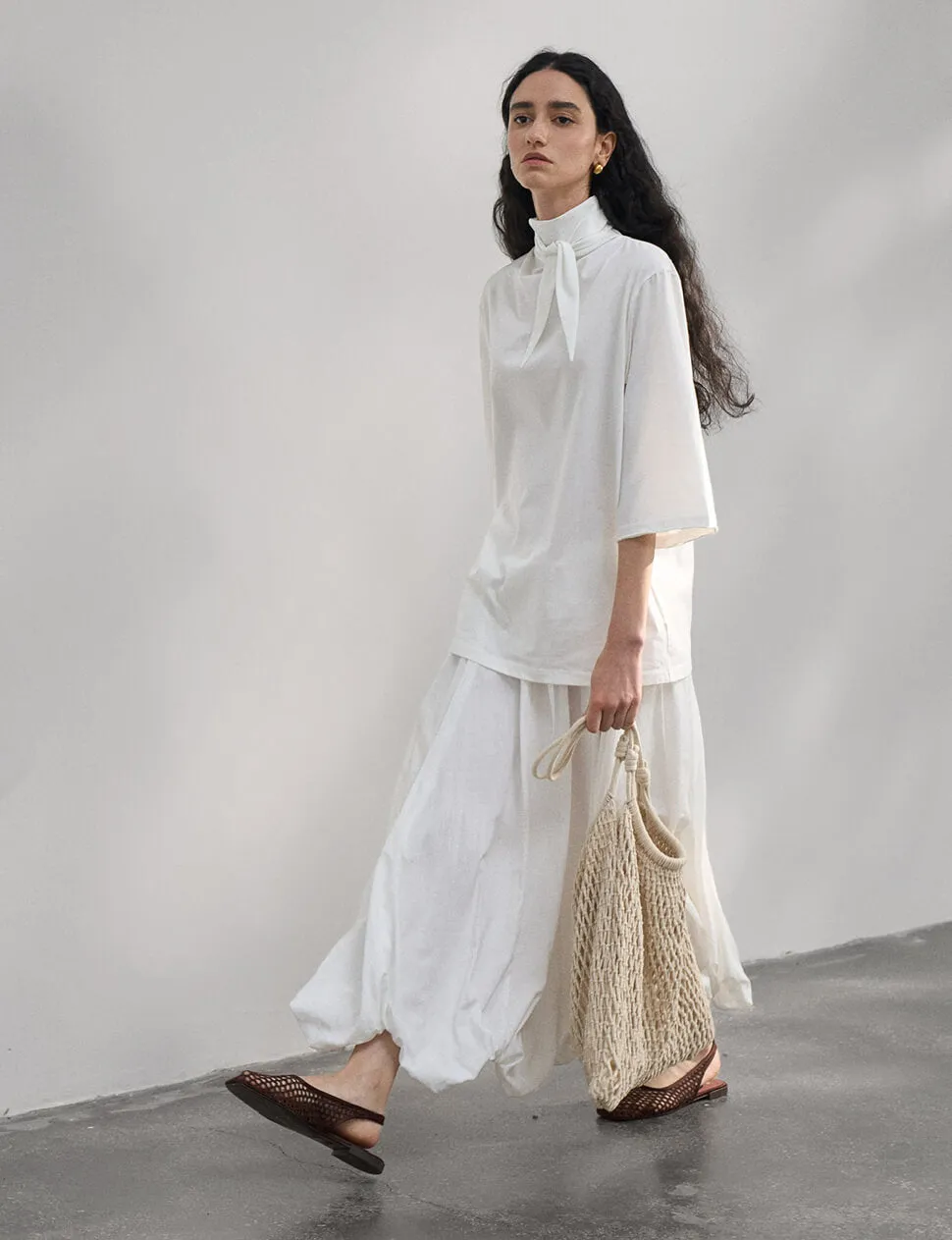 Cotton Neck-Tie Tee