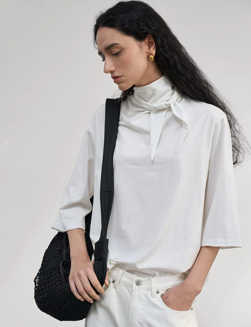 Cotton Neck-Tie Tee