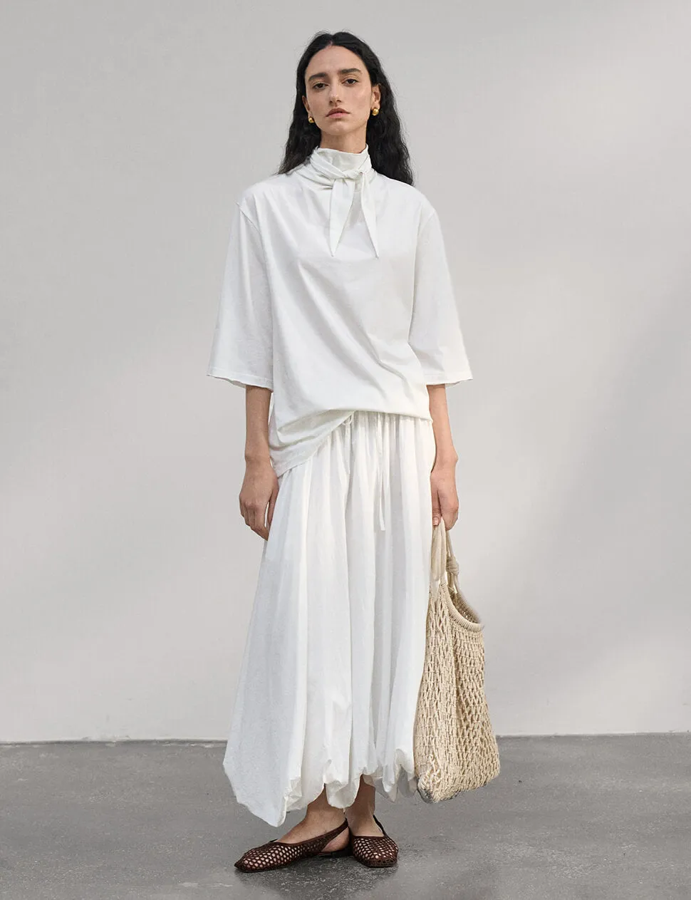 Cotton Neck-Tie Tee