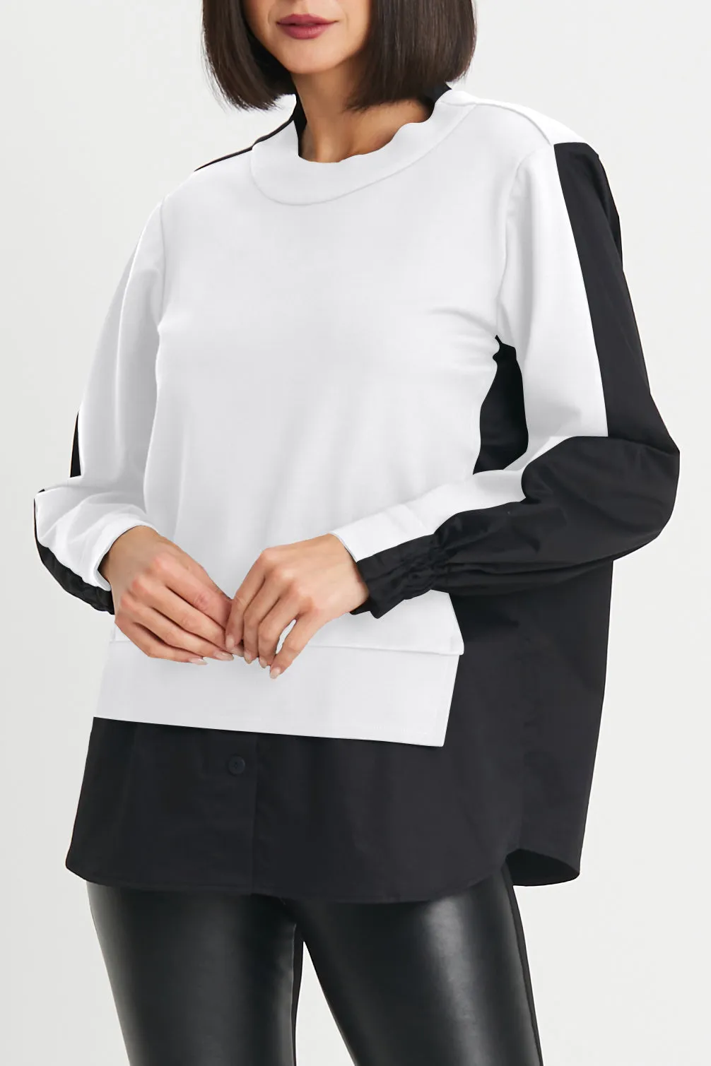Cotton/Scuba Mixed Media Sweat Shirt