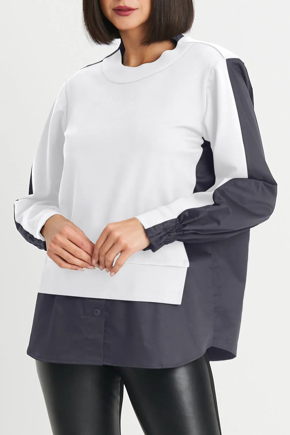Cotton/Scuba Mixed Media Sweat Shirt