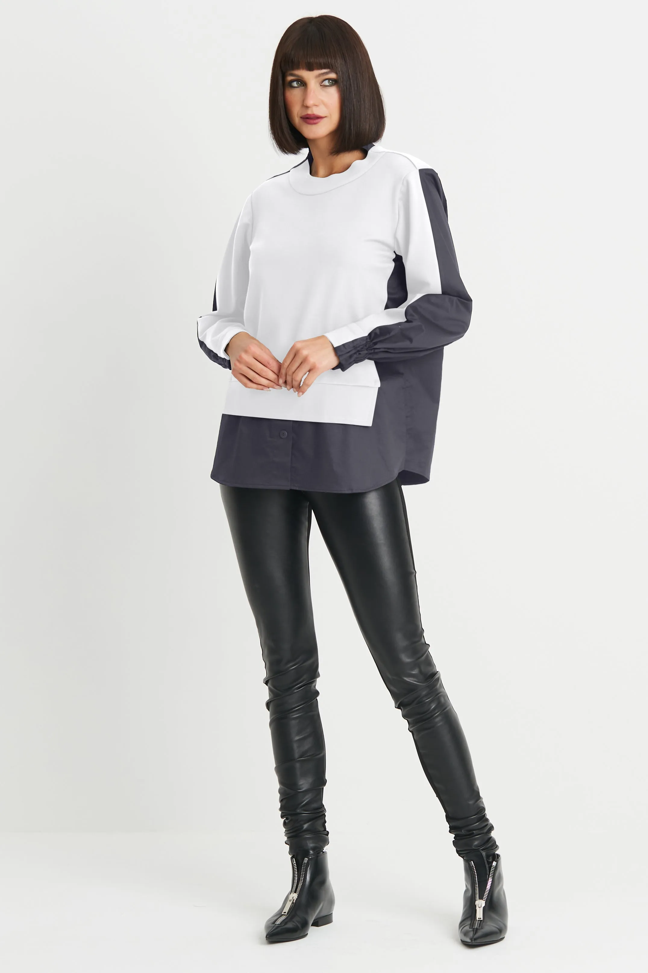 Cotton/Scuba Mixed Media Sweat Shirt