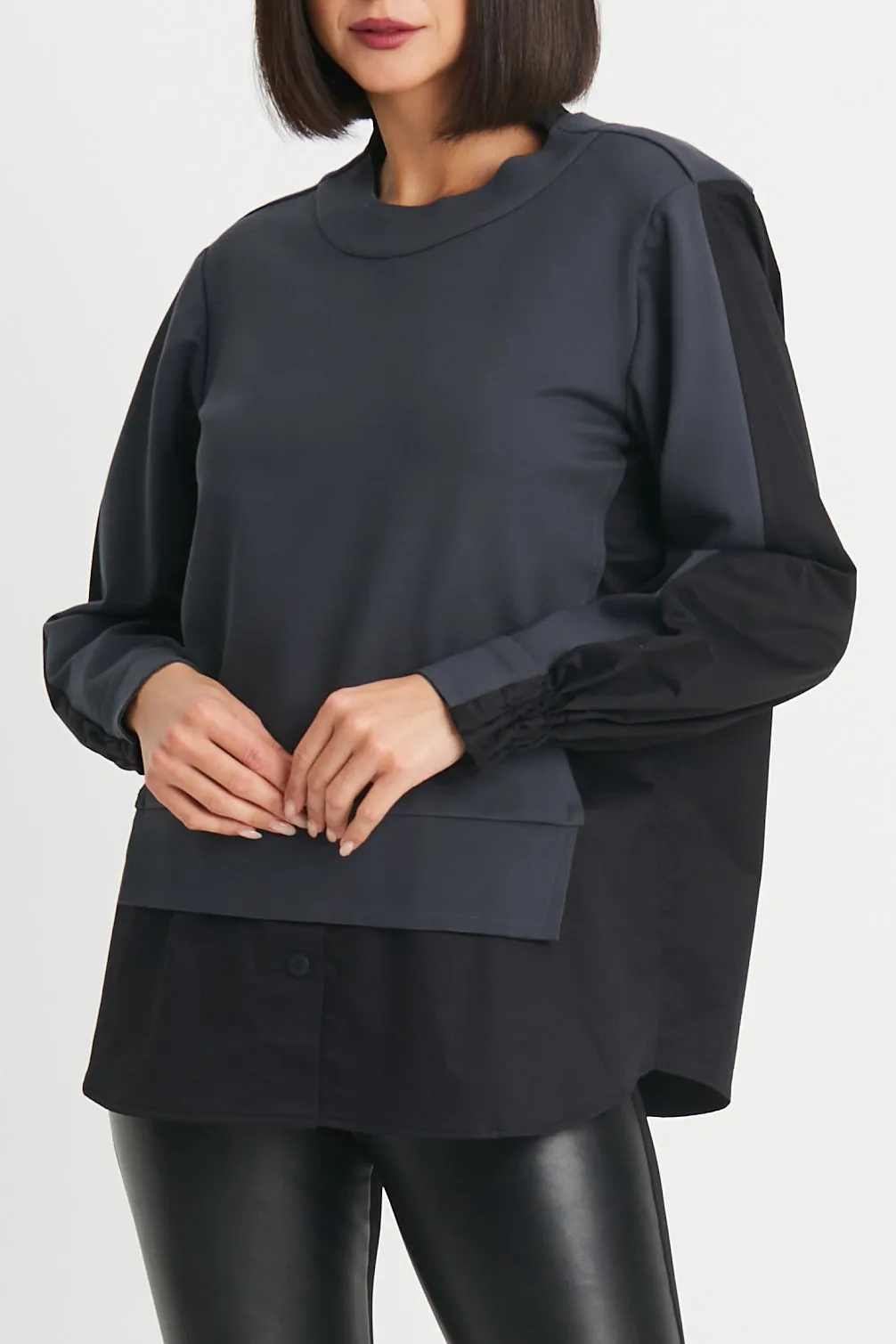 Cotton/Scuba Mixed Media Sweat Shirt