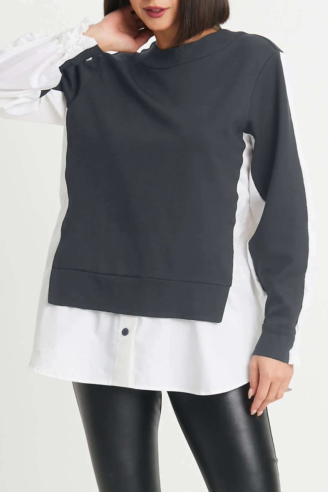 Cotton/Scuba Mixed Media Sweat Shirt