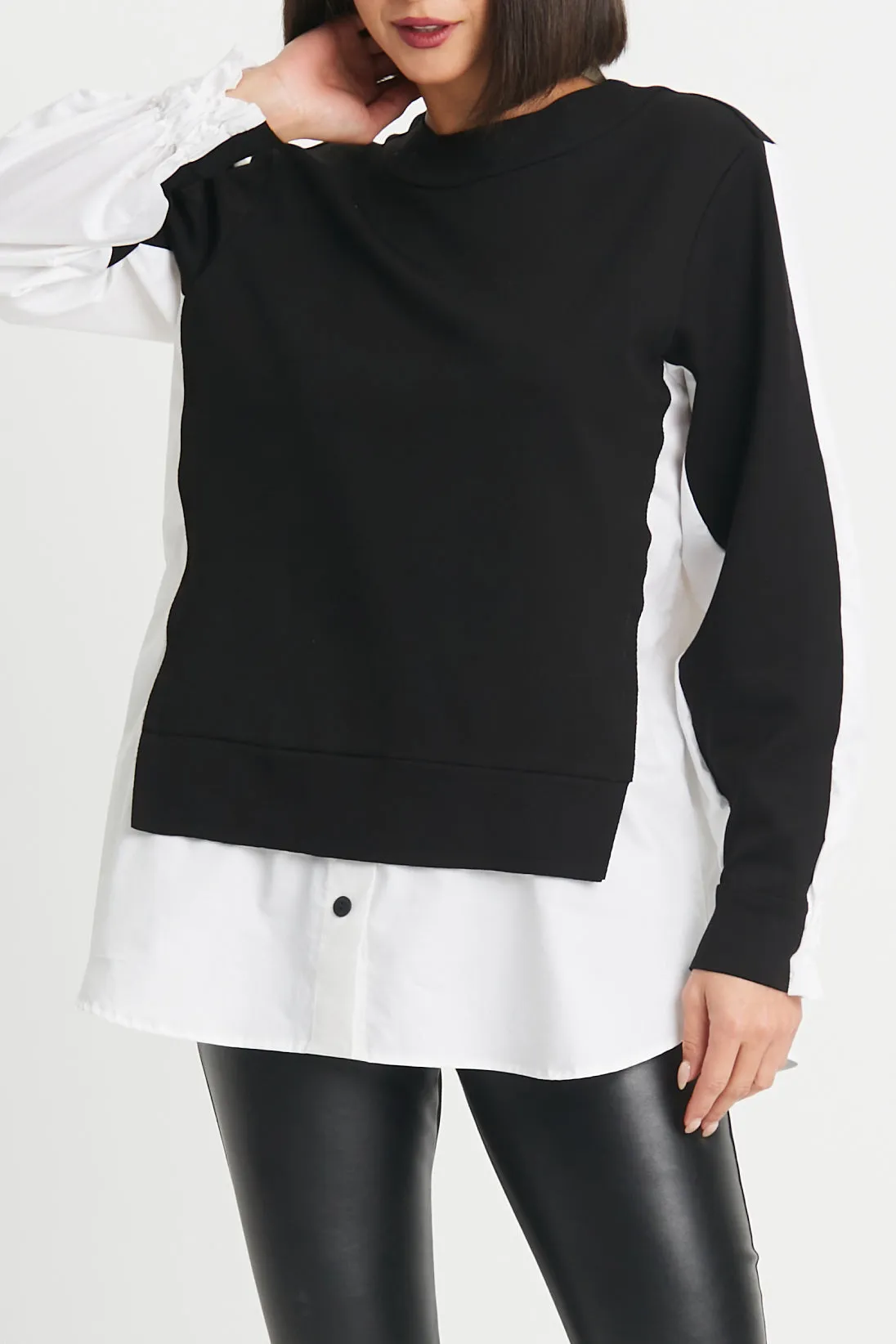 Cotton/Scuba Mixed Media Sweat Shirt