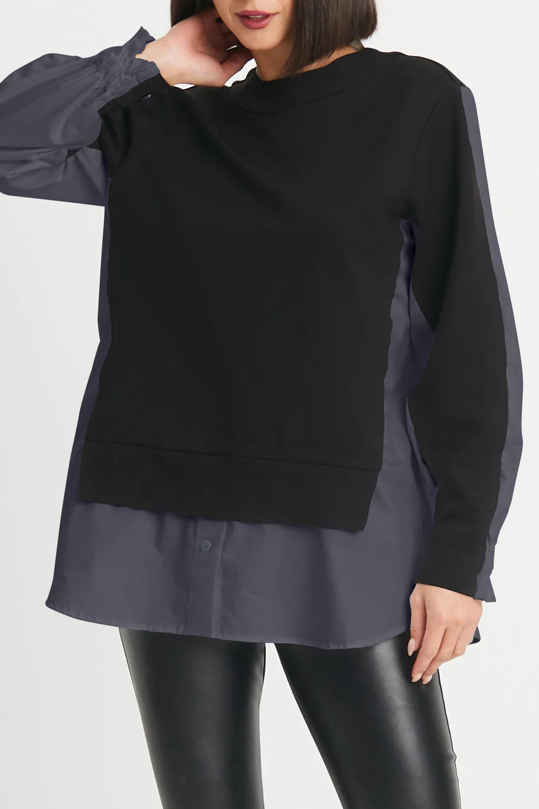 Cotton/Scuba Mixed Media Sweat Shirt