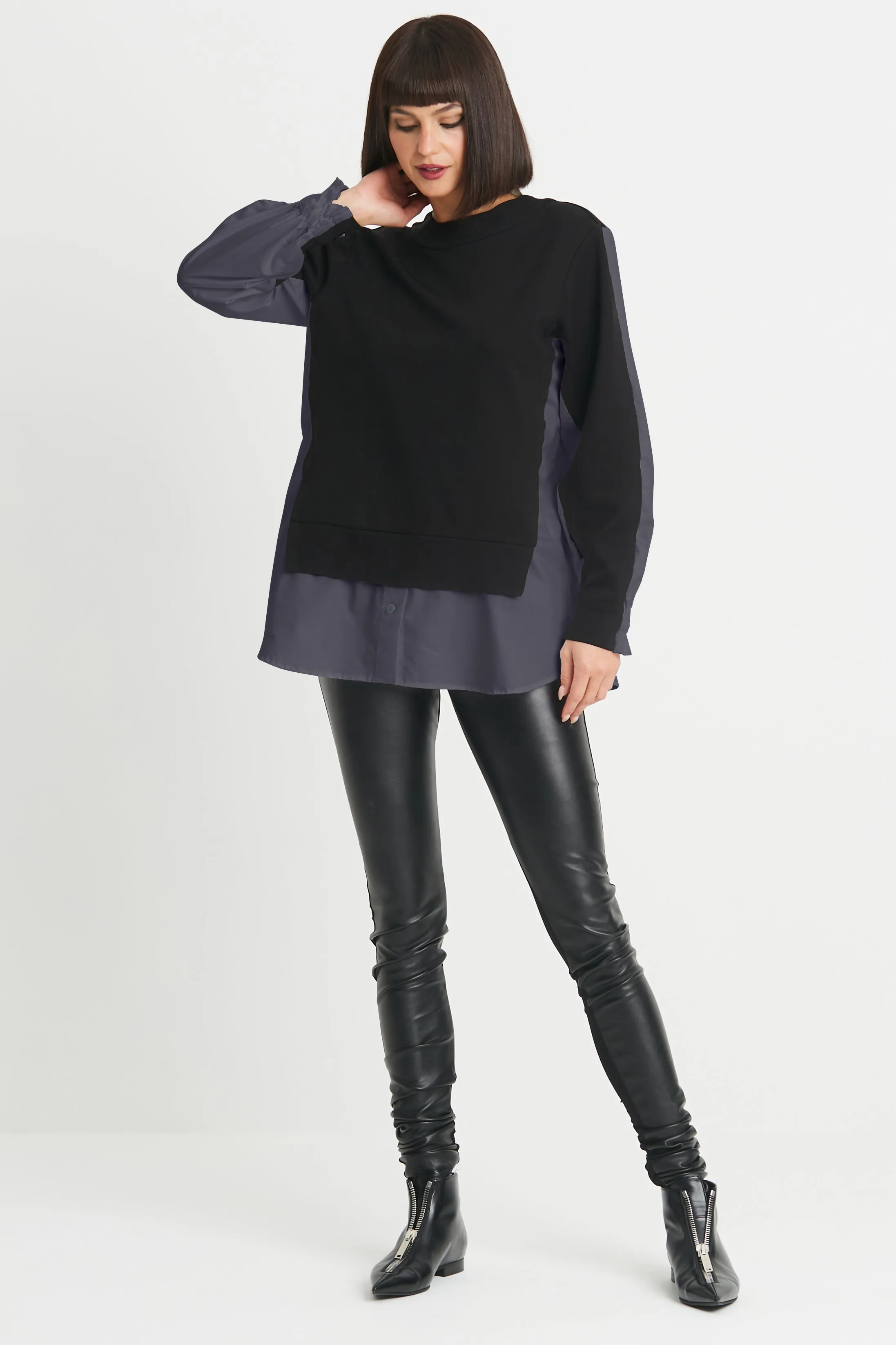 Cotton/Scuba Mixed Media Sweat Shirt