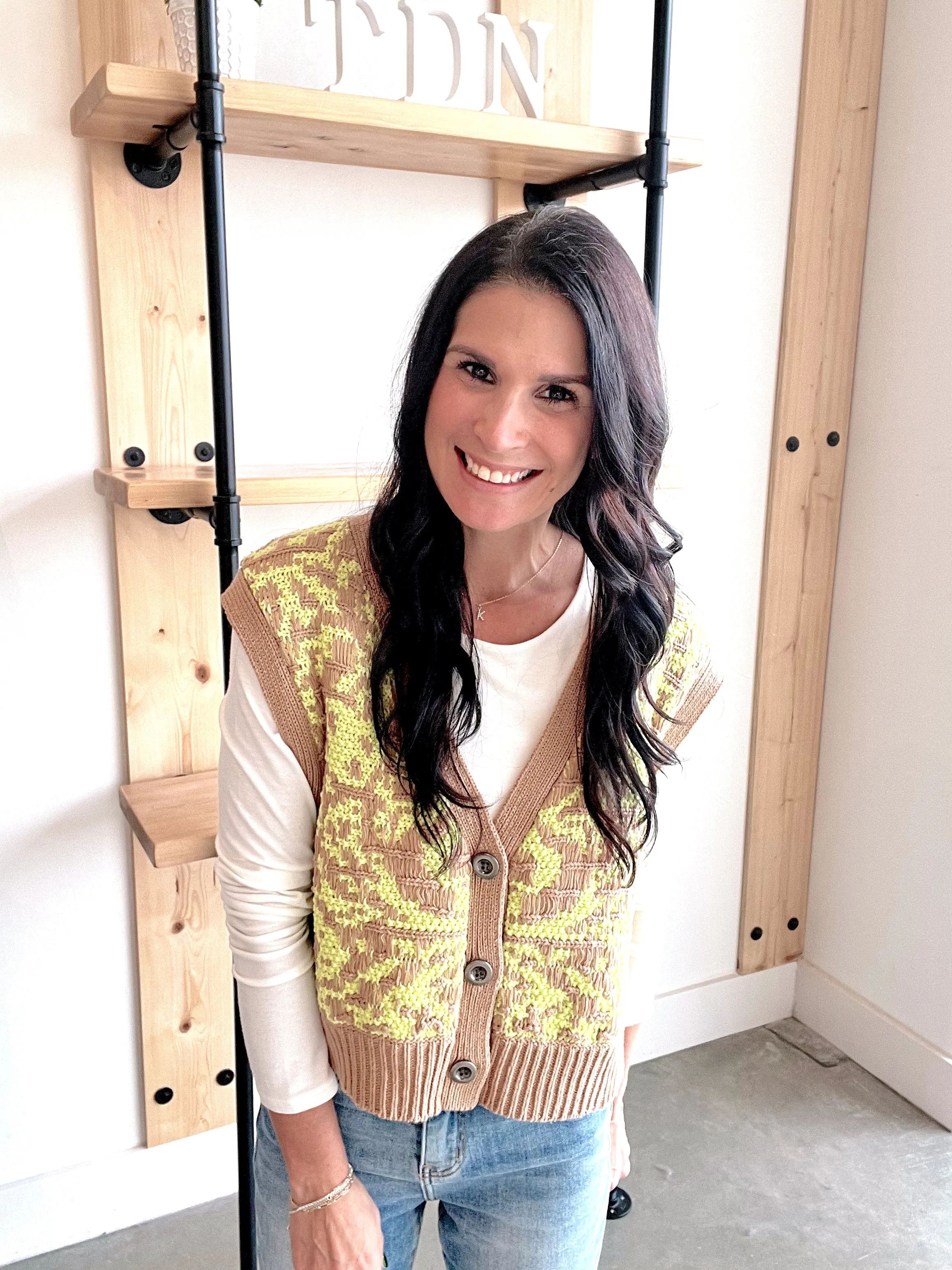 Crop Sweater Vest in Taupe