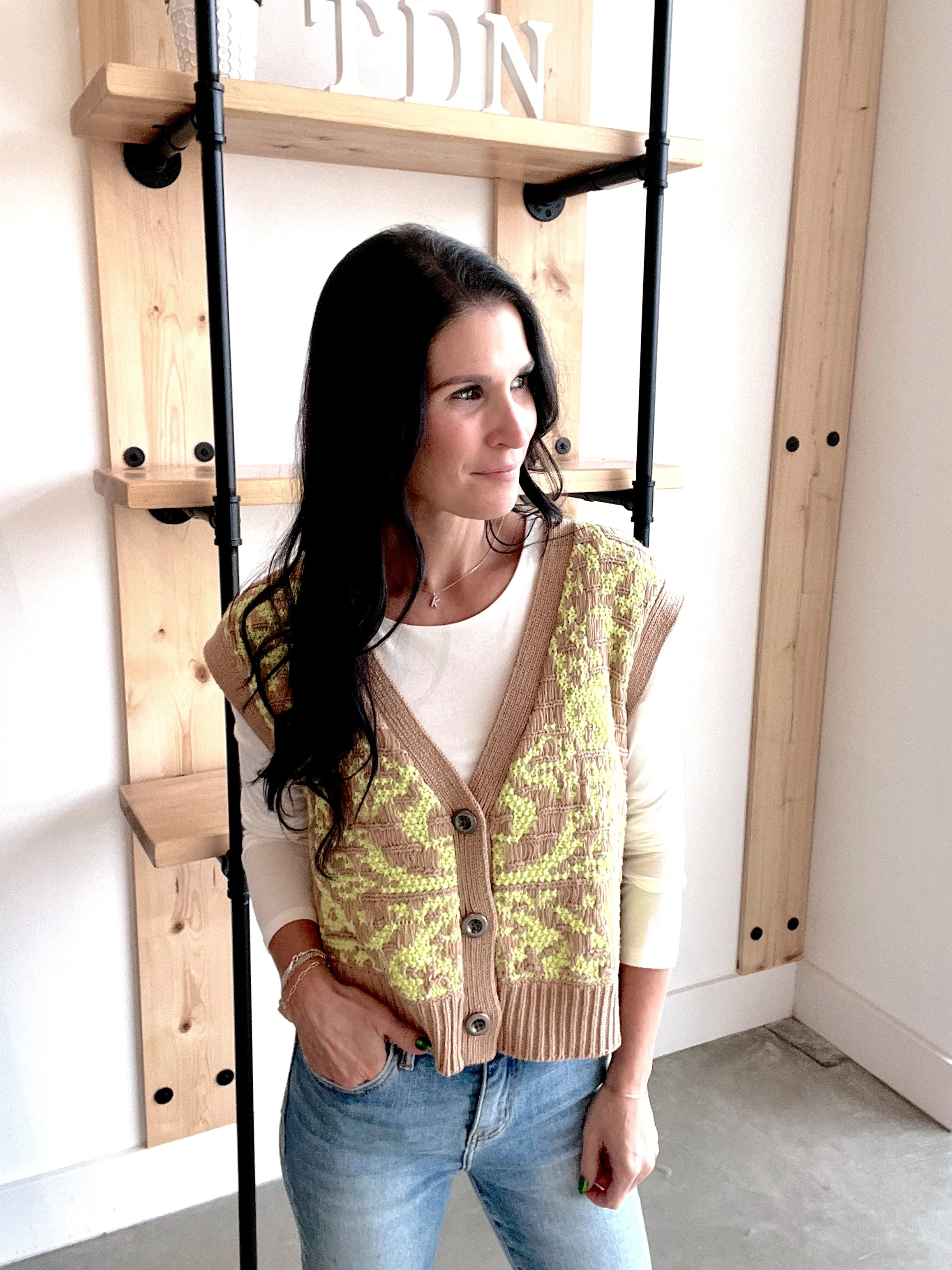 Crop Sweater Vest in Taupe