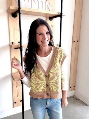 Crop Sweater Vest in Taupe