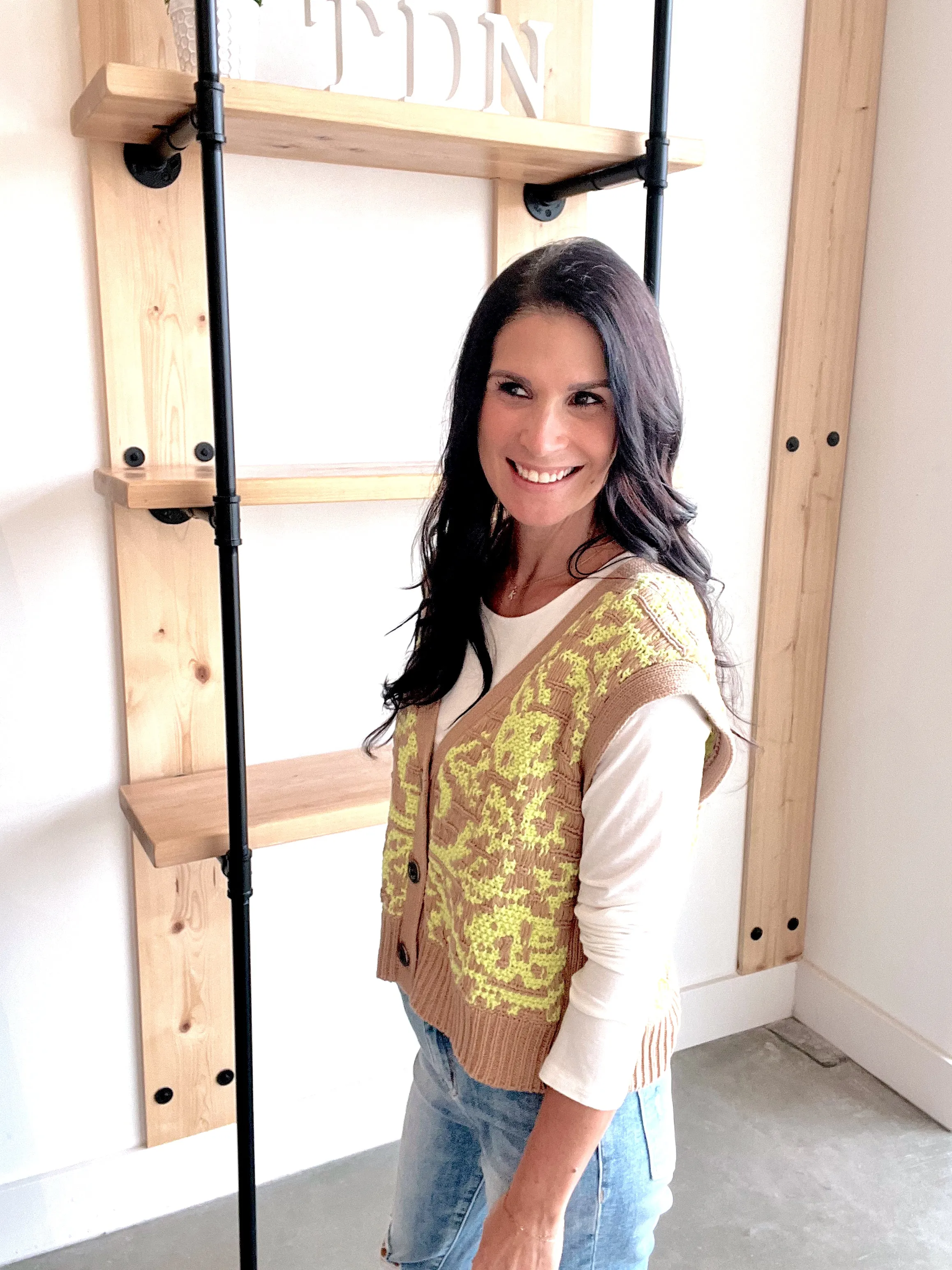 Crop Sweater Vest in Taupe