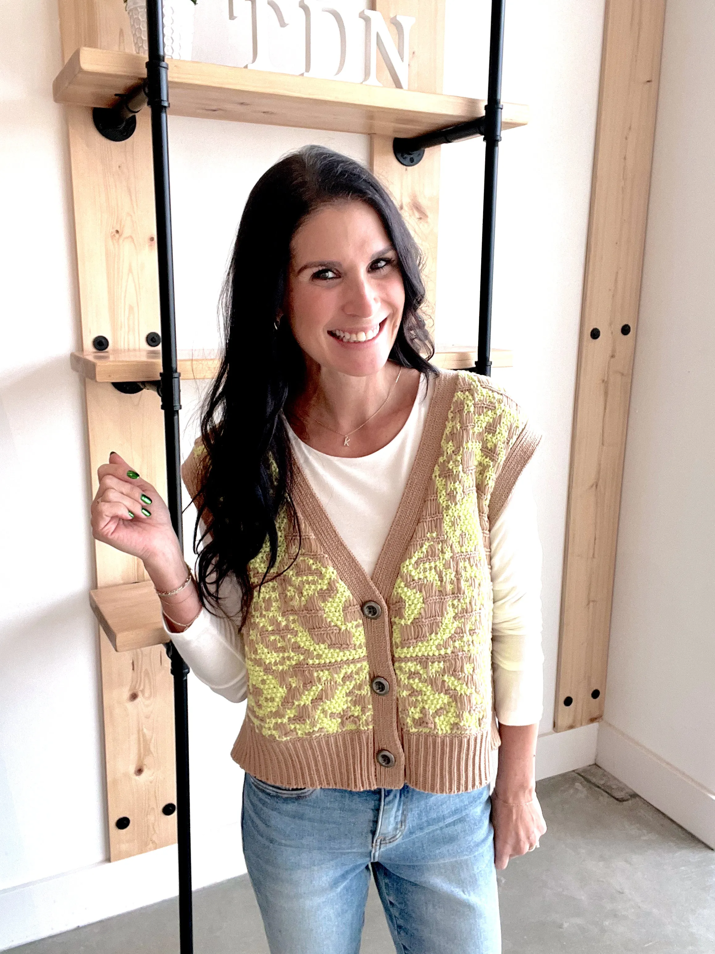 Crop Sweater Vest in Taupe