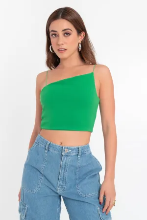 Crop top tirantes escote diagonal