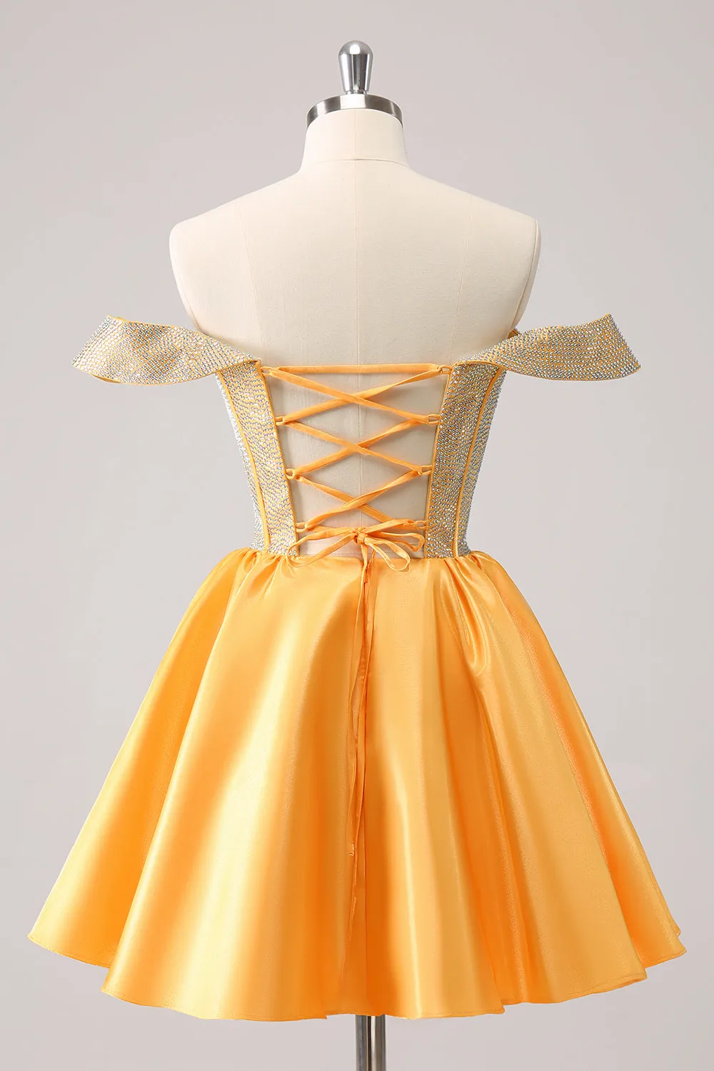 Cute Blue A Line Off The Shoulder Corset Homecoming Dress with Beading
