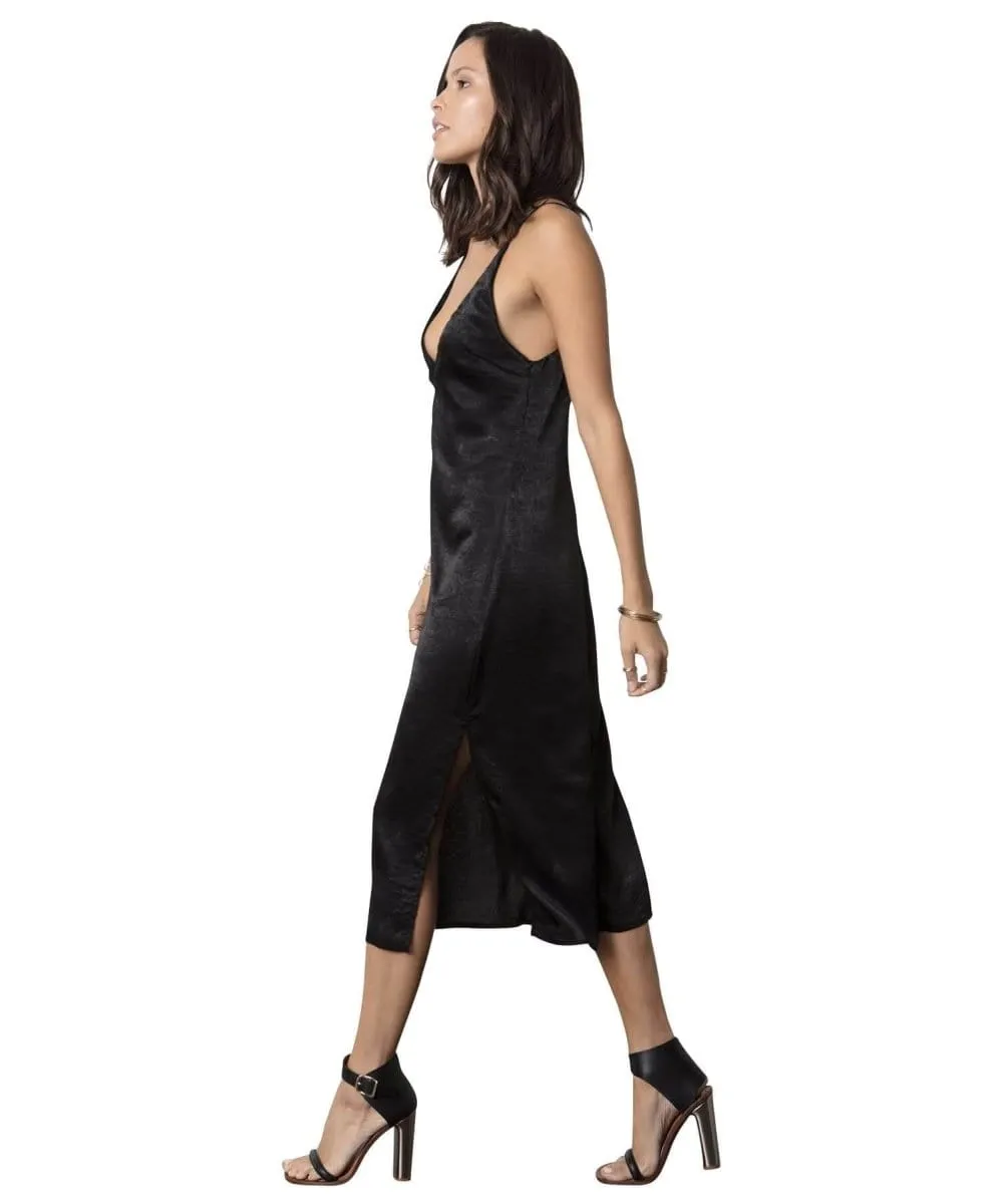 Deeper V Slip Dress, Black