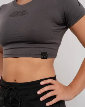 Demand Greatness True-Fit Women's Meet Crop - Shadow Stone Gray