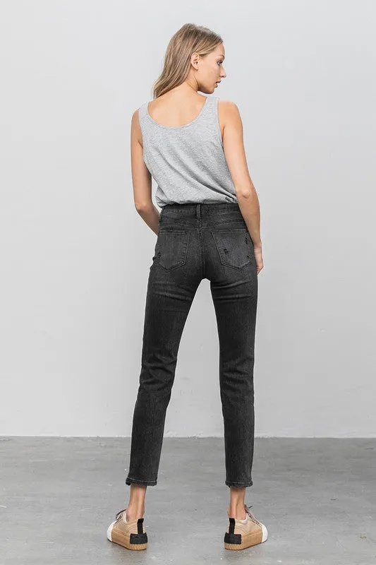 Denim Lab USA Mid Rise Distressed Straight Jeans