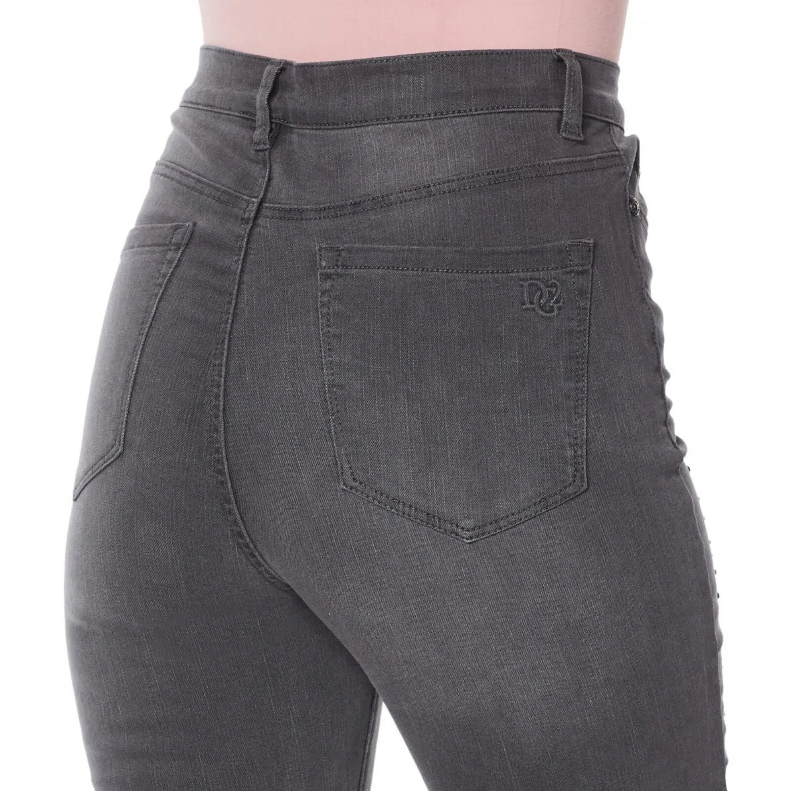 DG2 by Diane Gilman Women's Destructed Multi Stone Skinny Jeans Gray 6