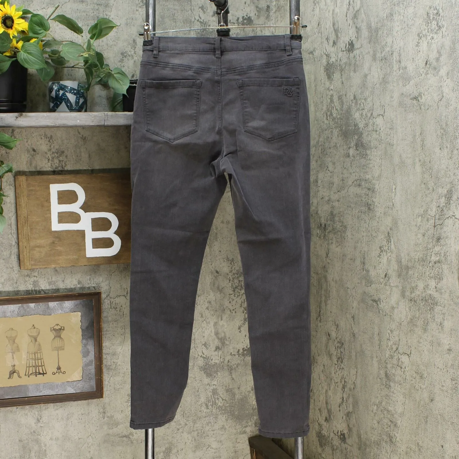 DG2 by Diane Gilman Women's Destructed Multi Stone Skinny Jeans Gray 6