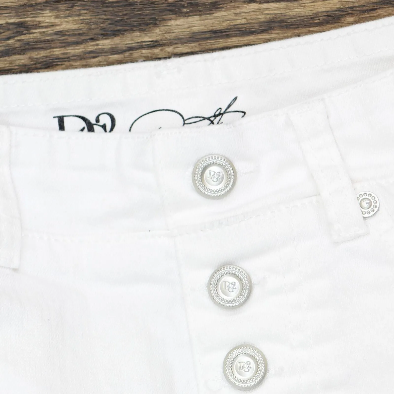 DG2 by Diane Gilman Womens Pull On Faux Button Skinny Jeans White Multi XS