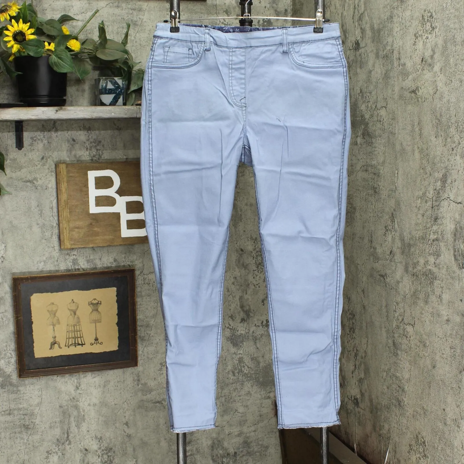 DG2 Womens Reversible Twill Pull On Skinny Jeans 728979 Blue Multi L