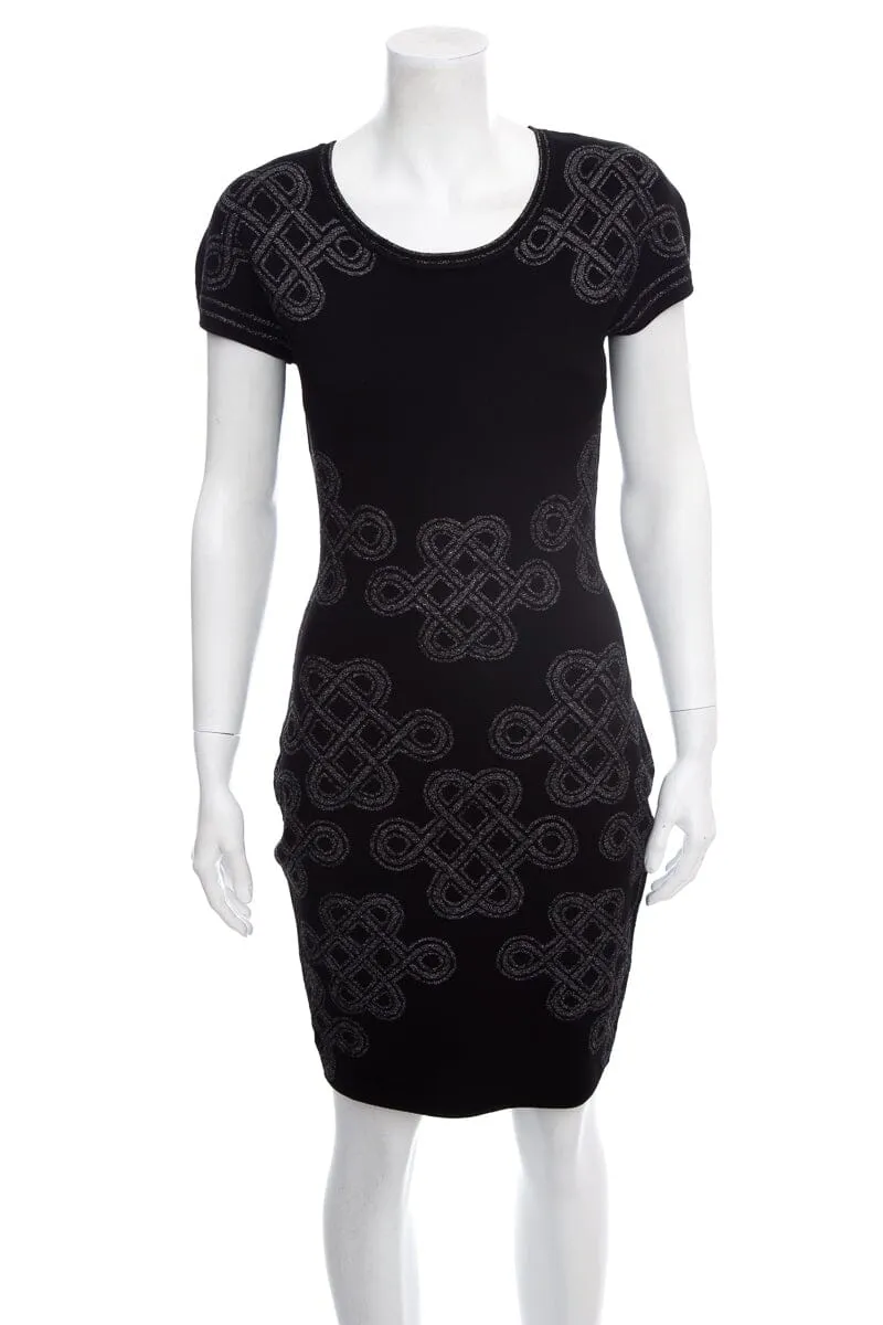 Diane Von Furstenberg Black Short Sleeve Mini Dress SZ M