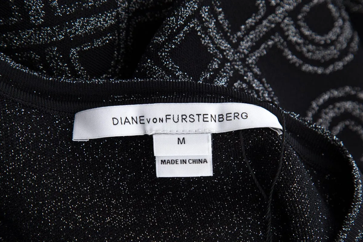 Diane Von Furstenberg Black Short Sleeve Mini Dress SZ M