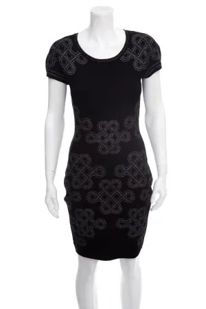 Diane Von Furstenberg Black Short Sleeve Mini Dress SZ M