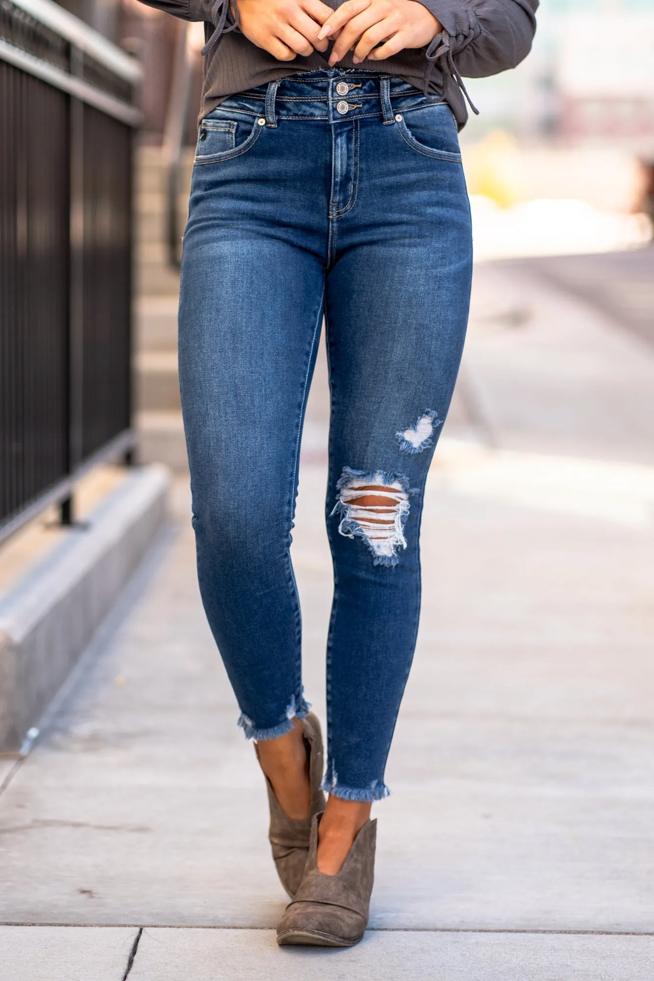 Dillon High Rise Ripped Ankle Skinny Regular & Plus Sizes
