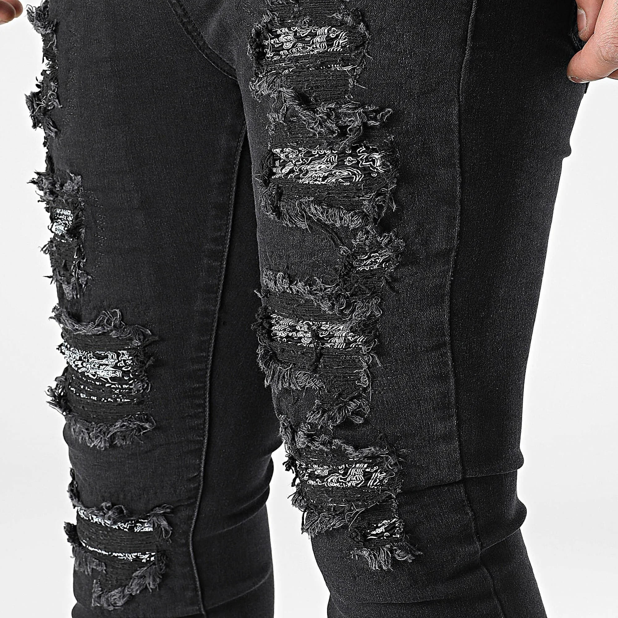 Džínsy Sixth June Ripped Black Bandana Jeans čierne
