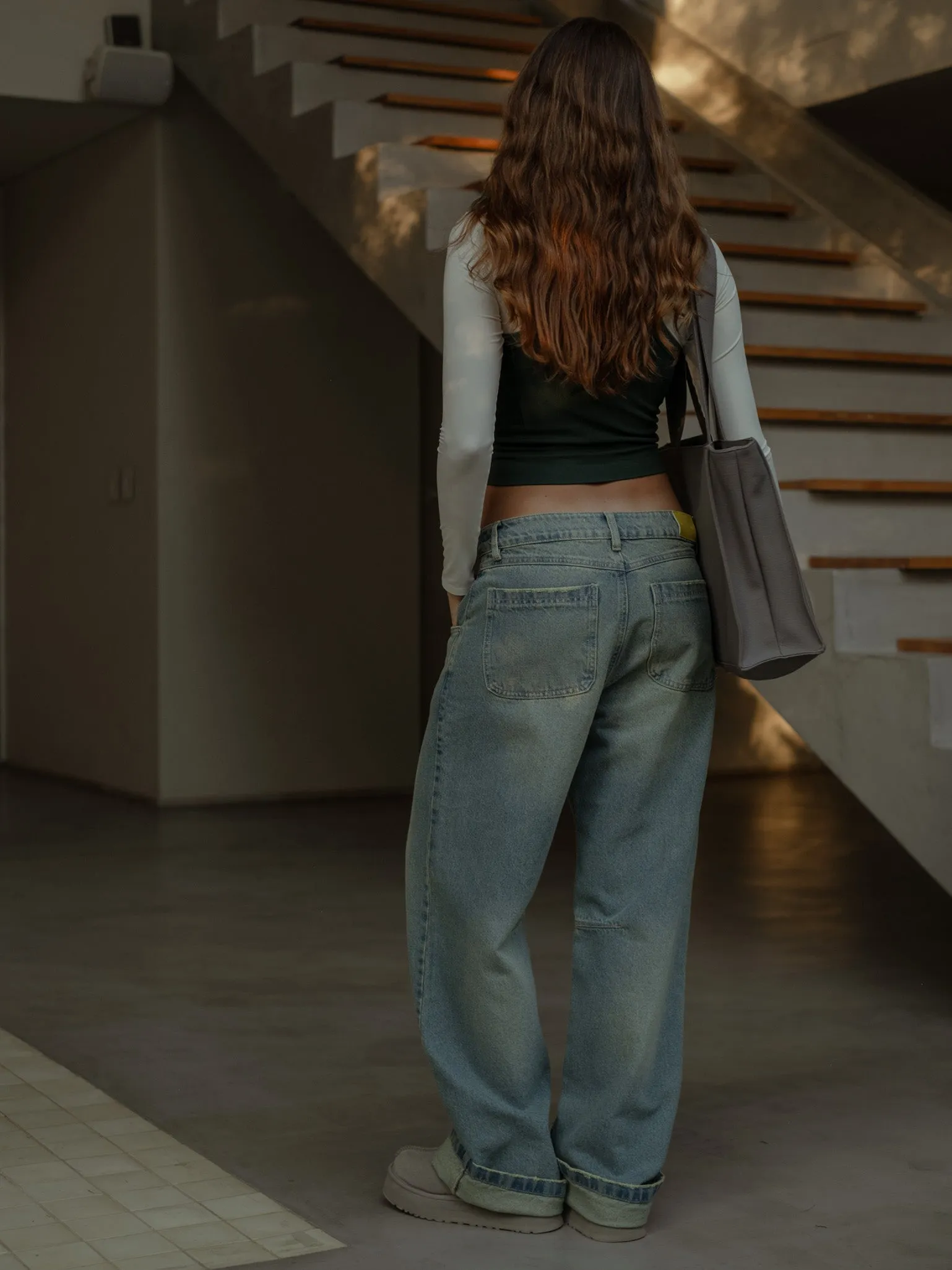 DOUBLE WAISTBAND JEAN  - DIRTY ICE BLUE