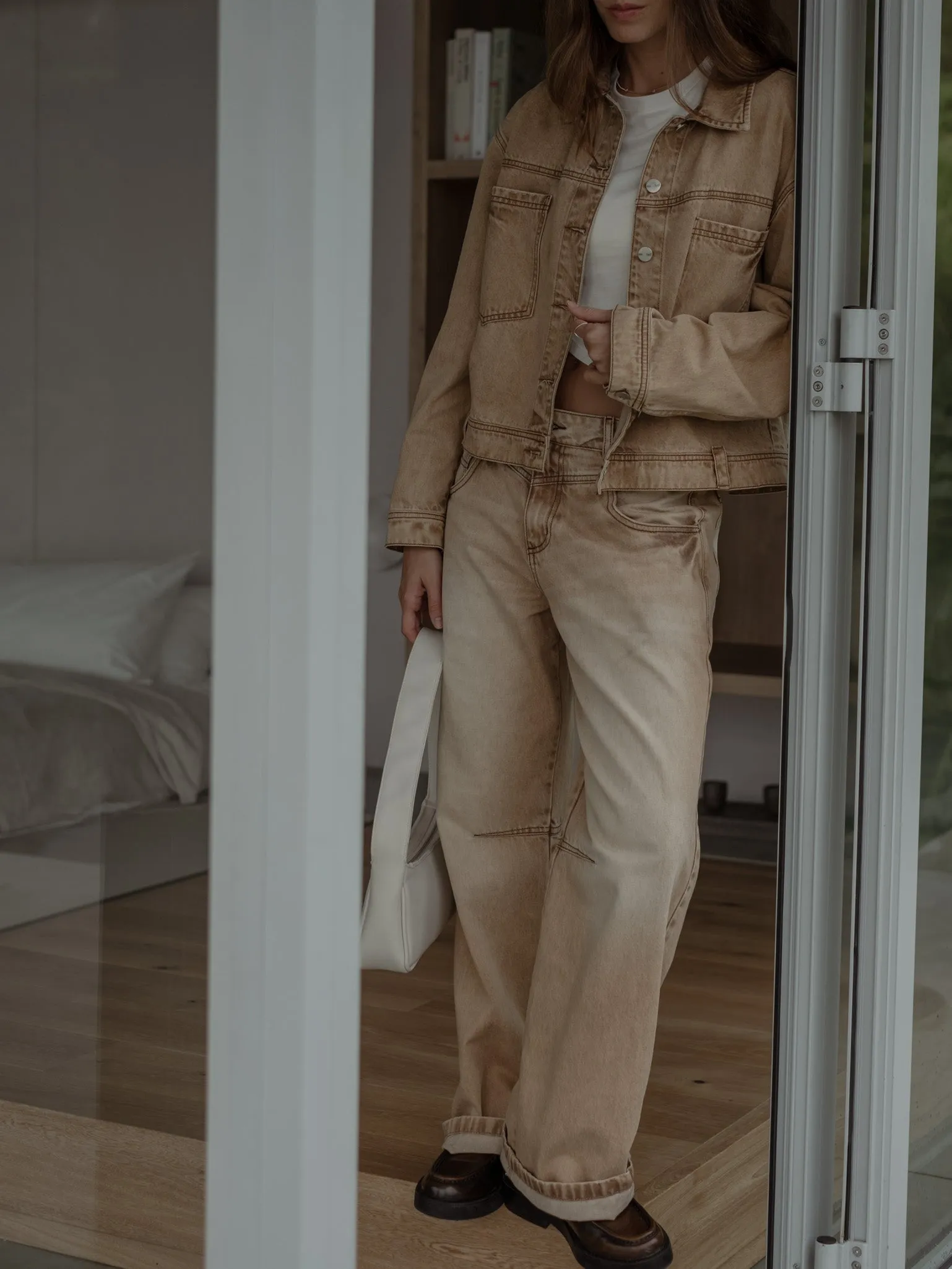 DOUBLE WAISTBAND JEAN  - DUNE SAND