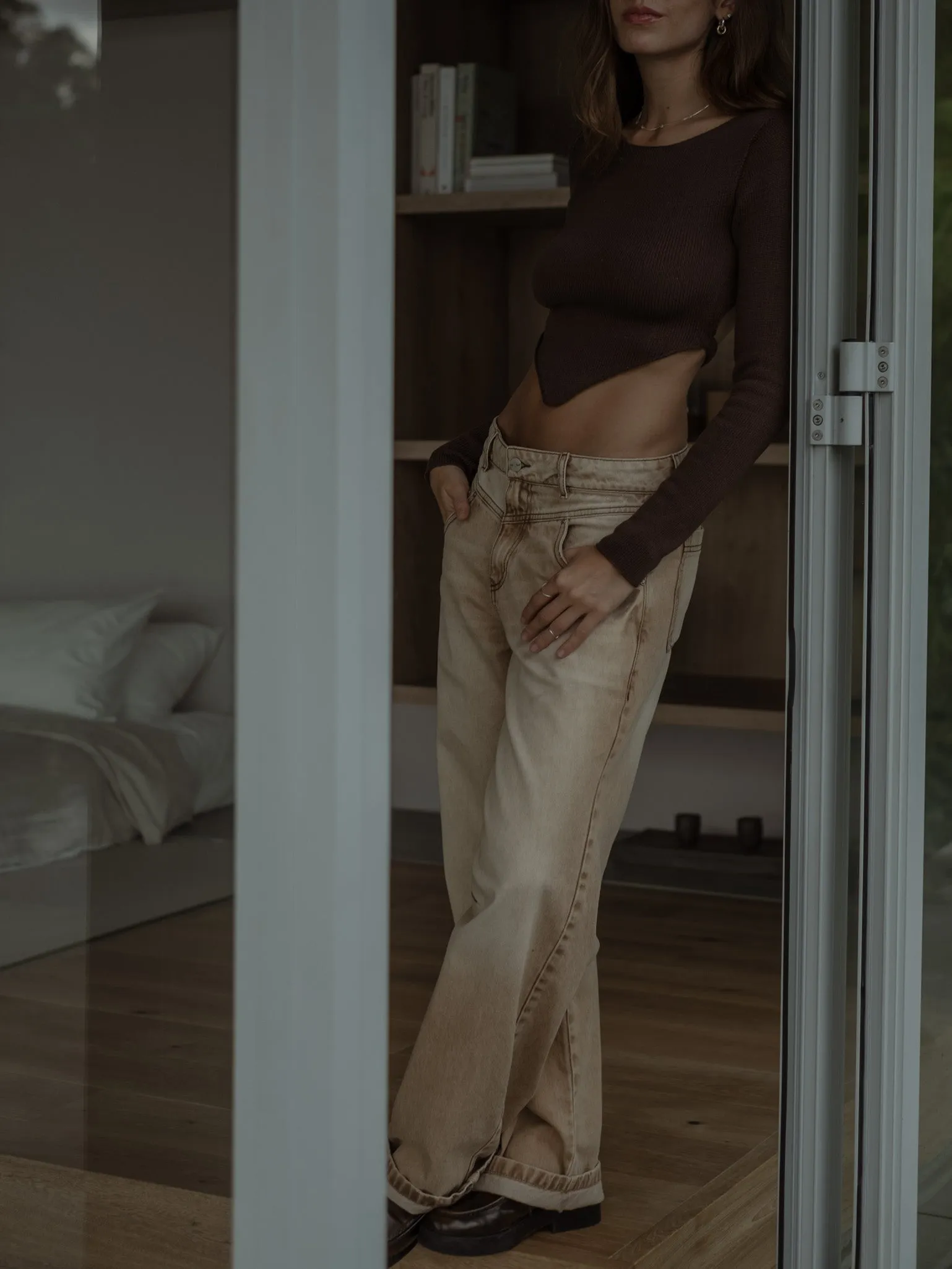 DOUBLE WAISTBAND JEAN  - DUNE SAND