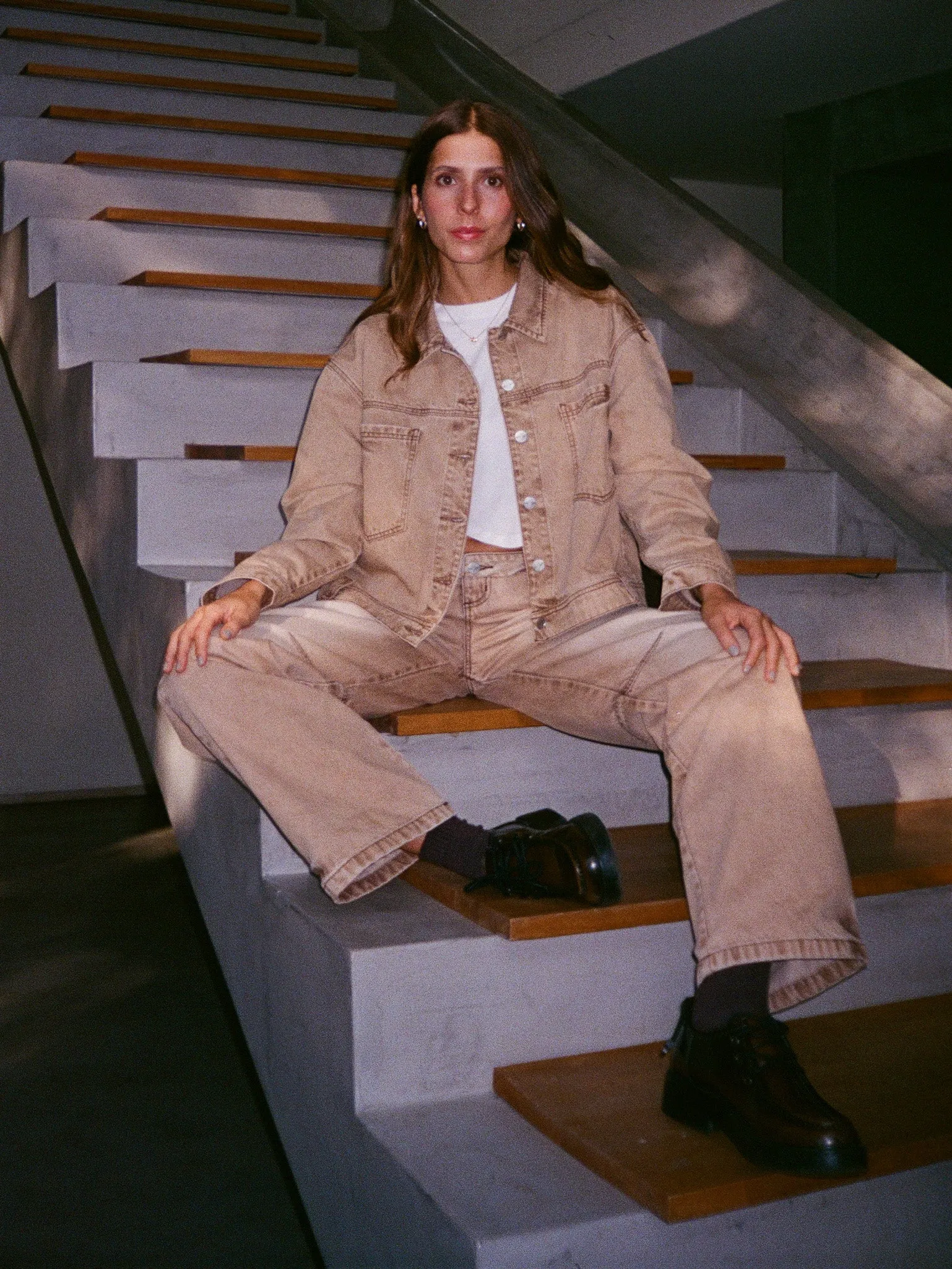 DOUBLE WAISTBAND JEAN  - DUNE SAND