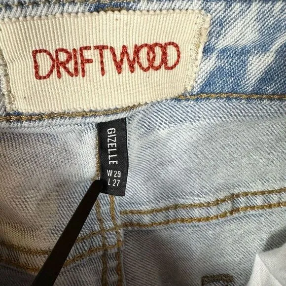 Driftwood Jeans Women’s Gizelle Geometric Embroidered Light Wash Ripped Ankle 29