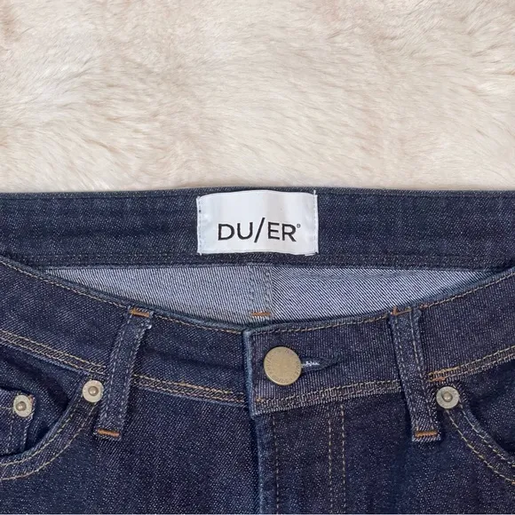 DUER Women’s Girlfriend Mid Rise Skinny Ankle Dark Denim Jeans Sz 31
