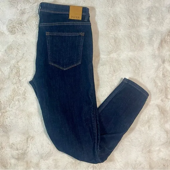 DUER Women’s Girlfriend Mid Rise Skinny Ankle Dark Denim Jeans Sz 31